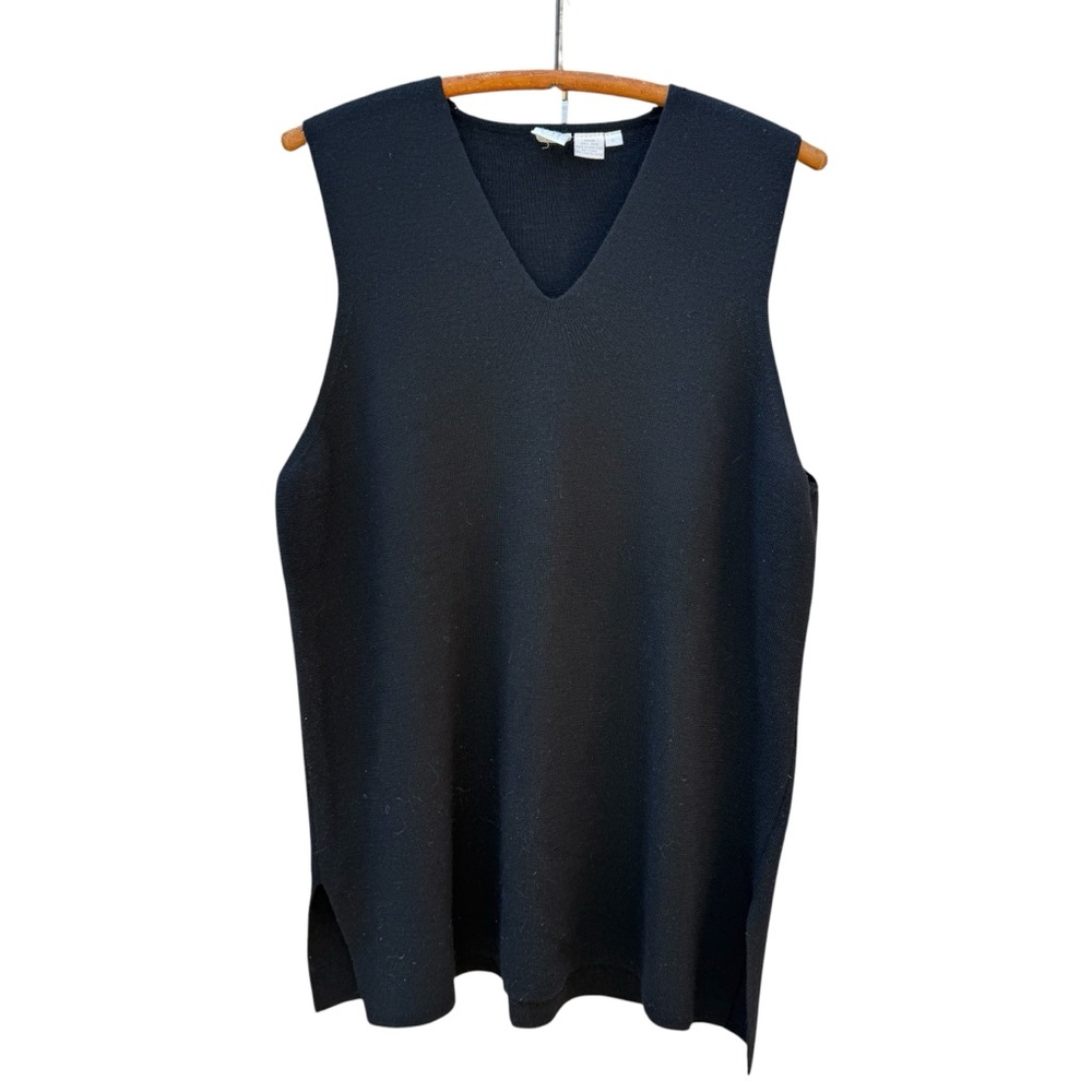 CW Clifford & Wills 100% Wool Women's V-Neck Sleeveless Sweater in Black Size L